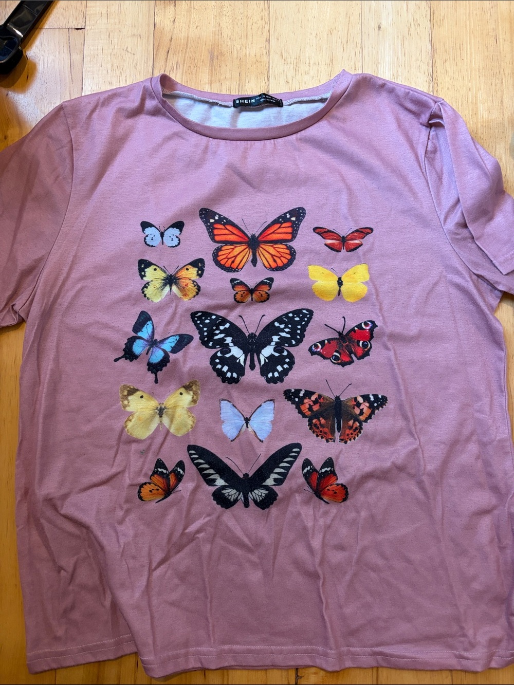 Shein Pink Butterfly Graphic Tee